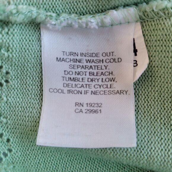 ALFRED DUNNER Green Short Sleeve Top Size PL Lace Crochet Floral Scalloped Twee - Picture 9 of 9